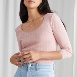 & Other Stories Pink Pointelle Scoop Neck NWOT